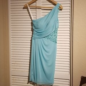 DB one-shoulder mesh dress with lace inset